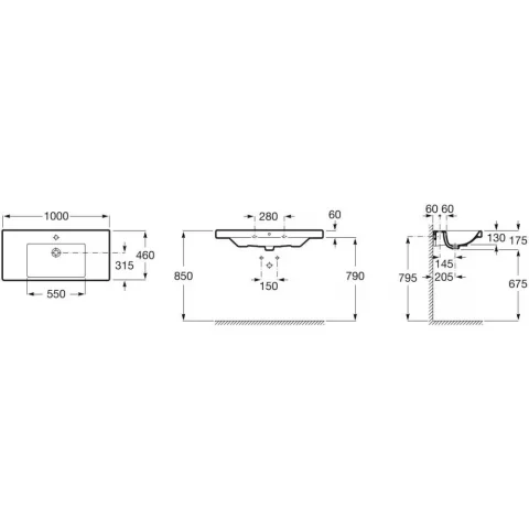 Lavoar baie suspendat Roca The Gap 100x46 cm