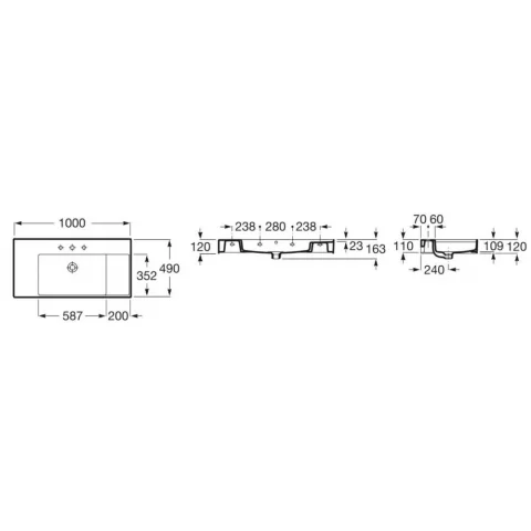 Lavoar baie suspendata, antracit Roca Inspira Square 100x49 cm