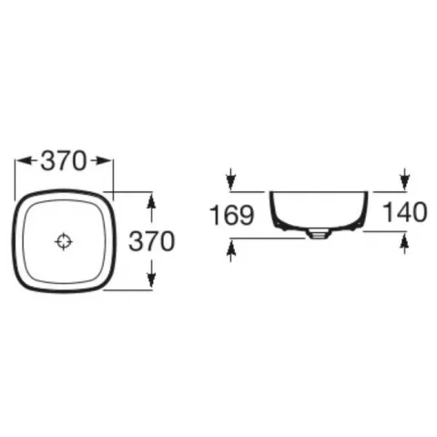 Lavoar baie pe blat, bej, patrat Roca Inspira Soft 37x37 cm