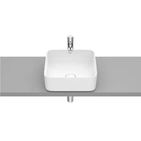 Lavoar baie pe blat, alb mat, patrat Roca Inspira Square 37x37 cm