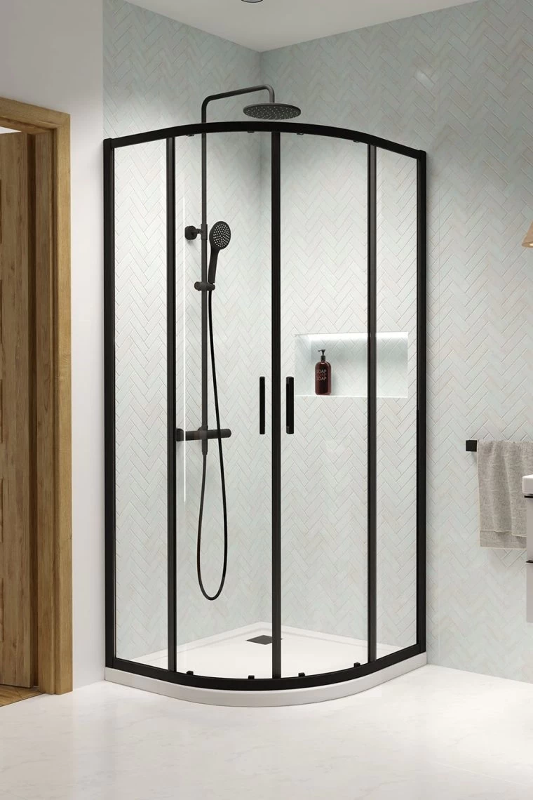 Set PROMO cabina dus Radaway Premium Pro Black PDD, 80x80x200cm, cu sifon si cadita