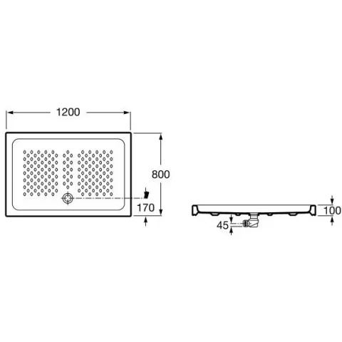 Cadita dus dreptunghiulara ceramica Roca Italia 120x80 cm, alb