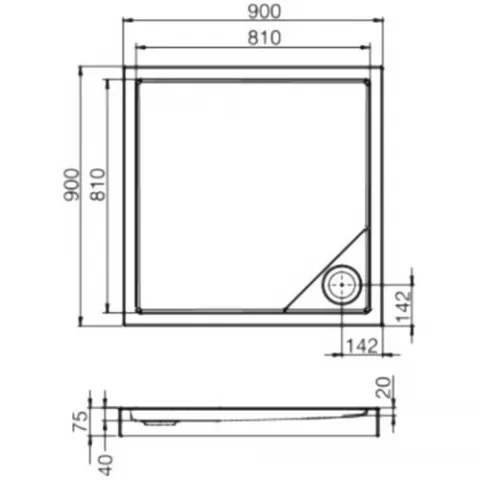 Cadita dus patrata Roca Malaga 90x90xH7.5 cm