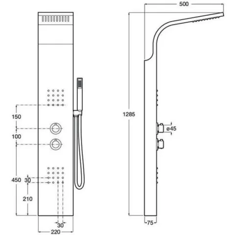 Panel dus cu hidromasaj si termostat Roca Essential