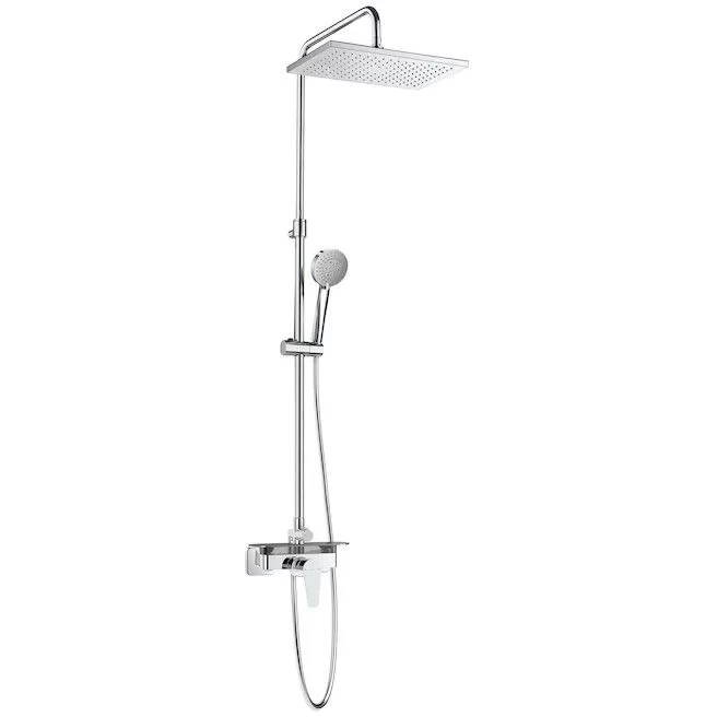 Coloana dus cu baterie fara termostat Roca Even-M, cu inaltime ajustabila si polita, cap dus 36x24 cm