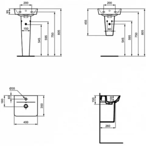 Lavoar baie suspendat, negru mat Ideal Standard Connect Air Cube 40x35 cm