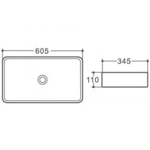 Lavoar baie pe blat Fluminia Lena 61x35 cm
