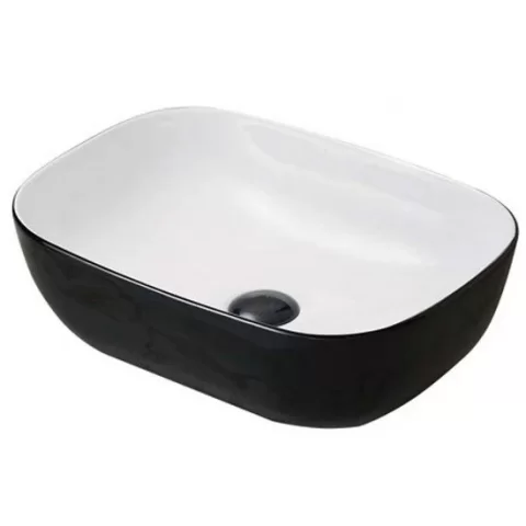Lavoar baie pe blat, alb/negru Fluminia Crius 46x32 cm
