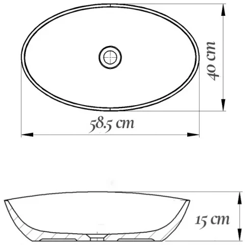 Lavoar baie pe blat, oval Fluminia Lheea 59x40 cm