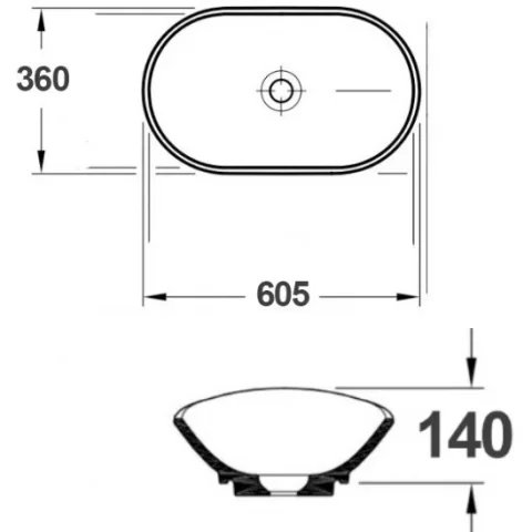 Lavoar baie pe blat, oval Fluminia My Life 61x36 cm