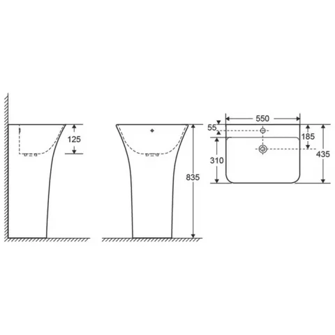 Lavoar baie freestanding Fluminia Aramis 55x44xH84 cm