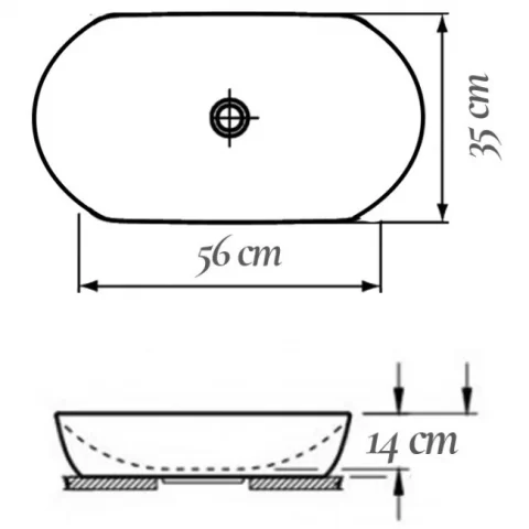 Lavoar baie pe blat, oval Fluminia Tisa 56x35 cm