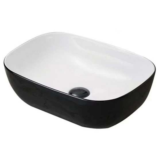 Lavoar baie pe blat, alb/negru Fluminia Crius 46x32 cm