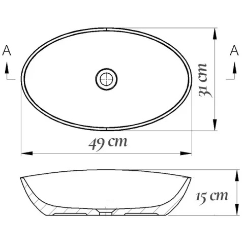 Lavoar baie pe blat, oval Fluminia Egg 49x31 cm