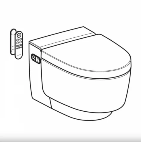 Vas wc suspendat, cu functie de bideu, capac soft close, alb – crom lucios, Geberit AquaClean, Mera Comfort