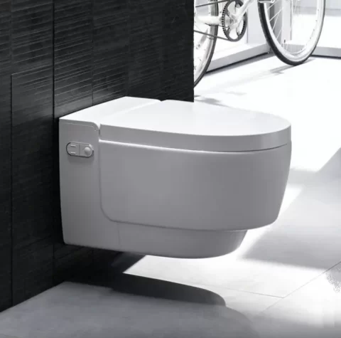 Vas wc suspendat, cu functie de bideu, capac soft close, alb lucios, Geberit AquaClean, Mera Comfort