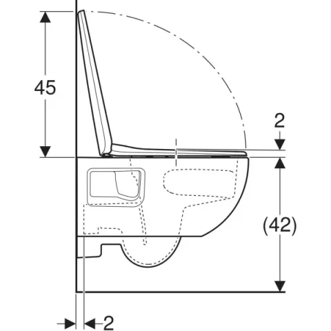 Vas WC suspendat Geberit Selnova, cu spalare verticala, 53x35.5x34
