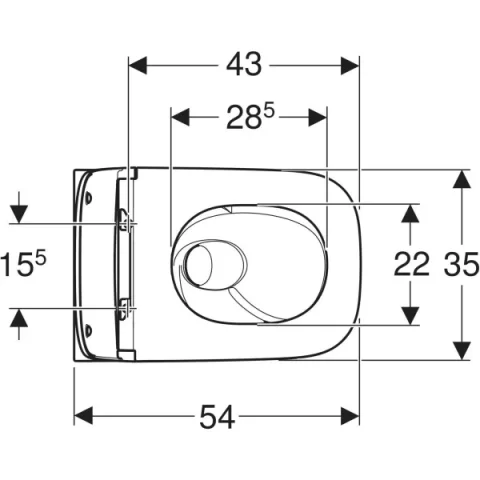 Vas WC suspendat Geberit Selnova Square, 54x35x34, evacuare orizontala