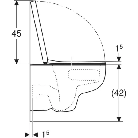 Vas WC suspendat Geberit Selnova Square, 54x35x34, evacuare orizontala
