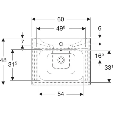 Set lavoar si mobilier Geberit Selnova Square cu doua sertare, 60x48x62 cm, lava mat