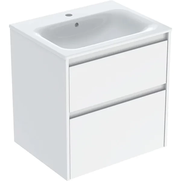 Set lavoar si mobilier Geberit Selnova Square cu doua sertare, 60x48x62 cm, alb lucios