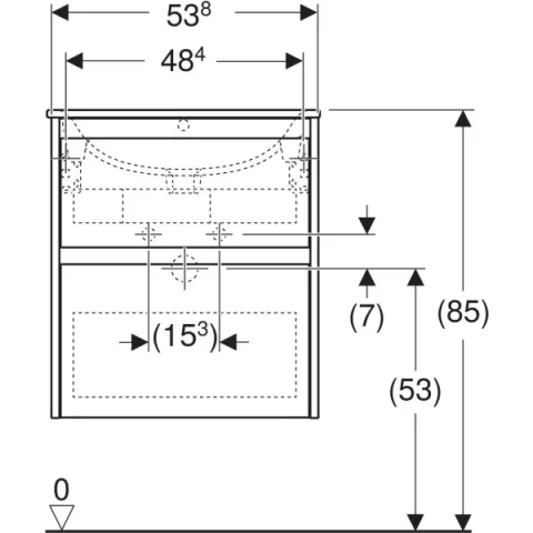 Set lavoar si mobilier Geberit Selnova Square cu doua sertare, 55x48x62 cm, alb mat