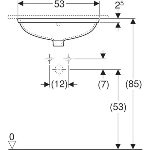 Lavoar montat sub blat Geberit VariForm, 53x36.5x13 cm, dreptunghiular