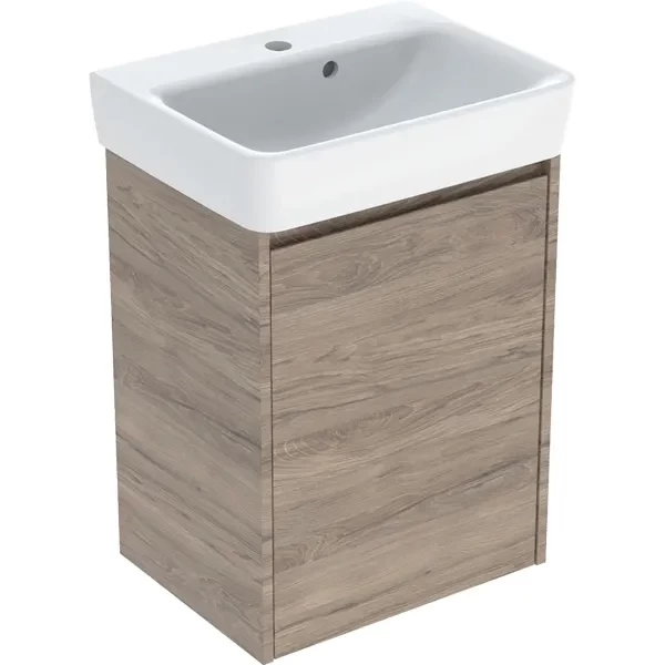 Set lavoar si mobilier Geberit Selnova Square, 50x38x70 cm, nuc hicori