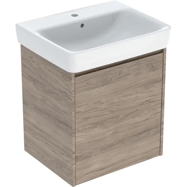 Set lavoar si mobilier Geberit Selnova Square, 60x48x70 cm, nuc hicori