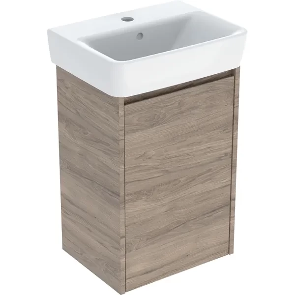 Set lavoar si mobilier Geberit Selnova Square, 45x34x70 cm, nuc hicori