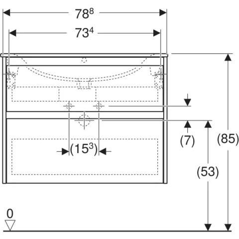 Set lavoar si mobilier Geberit Selnova Square cu doua sertare, 80x48x62 cm, lava mat