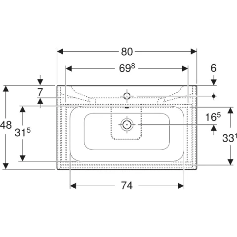 Set lavoar si mobilier Geberit Selnova Square cu doua sertare, 80x48x62 cm, lava mat
