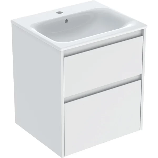 Set lavoar si mobilier Geberit Selnova Square cu doua sertare, 55x48x62 cm, alb mat