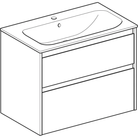 Set lavoar si mobilier Geberit Selnova Square cu doua sertare, 80x48x62 cm, nuc hicori