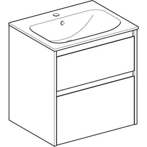 Set lavoar si mobilier Geberit Selnova Square cu doua sertare, 60x48x62 cm, alb lucios