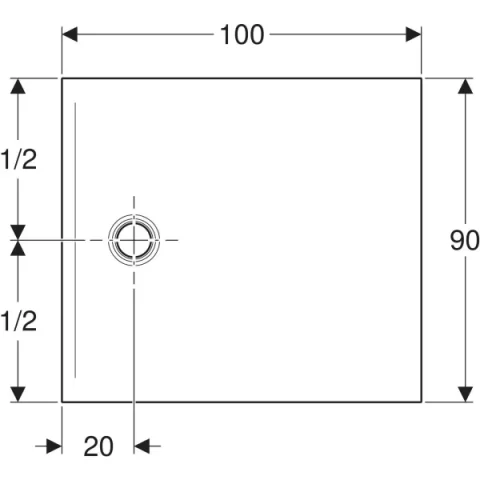 Cadita de dus Geberit CleanFloor30, 100x90x3.5 cm, alba mat