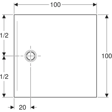 Cadita de dus Geberit CleanFloor30, 100x100x3.5 cm, alba mat