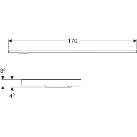 Cadita de dus Geberit CleanFloor30, 170x75x3.5 cm, gri mat