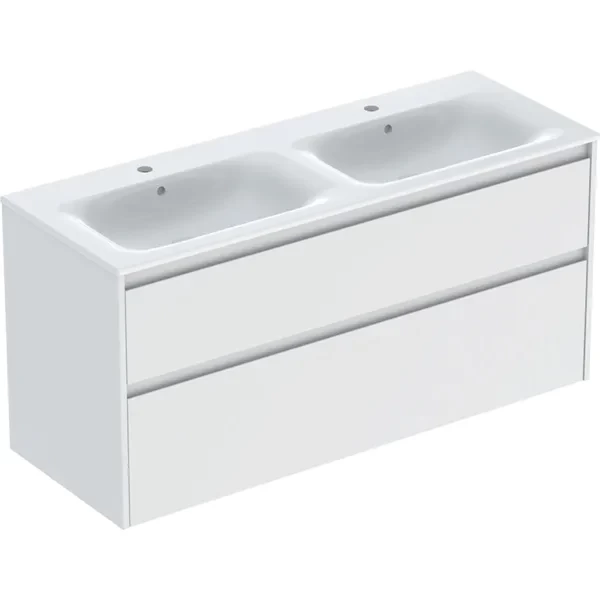 Set lavoar dublu si mobilier Geberit Selnova Square, 130x48x62, alb mat