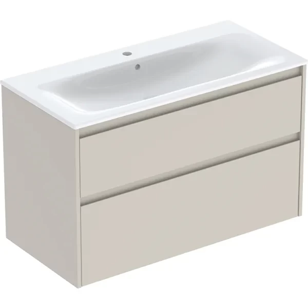 Set lavoar si mobilier Geberit Selnova Square cu doua sertare, 100x48x62 cm, gri nisip mat