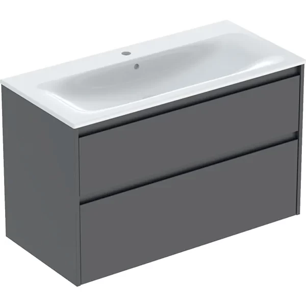 Set lavoar si mobilier Geberit Selnova Square cu doua sertare, 100x48x62 cm, lava mat