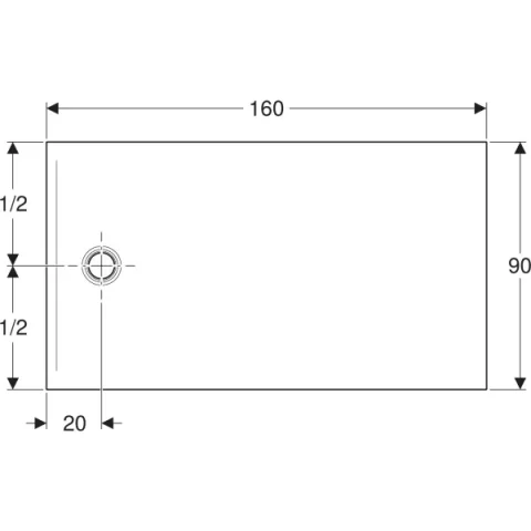 Cadita de dus Geberit CleanFloor30, 160x90x3.5 cm, alba mat