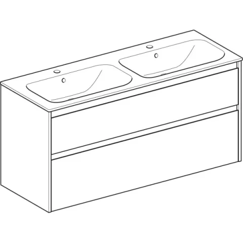 Set lavoar dublu si mobilier Geberit Selnova Square, 130x48x62, nuc hicori