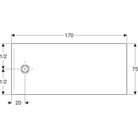 Cadita de dus Geberit CleanFloor30, 170x75x3.5 cm, alba mat