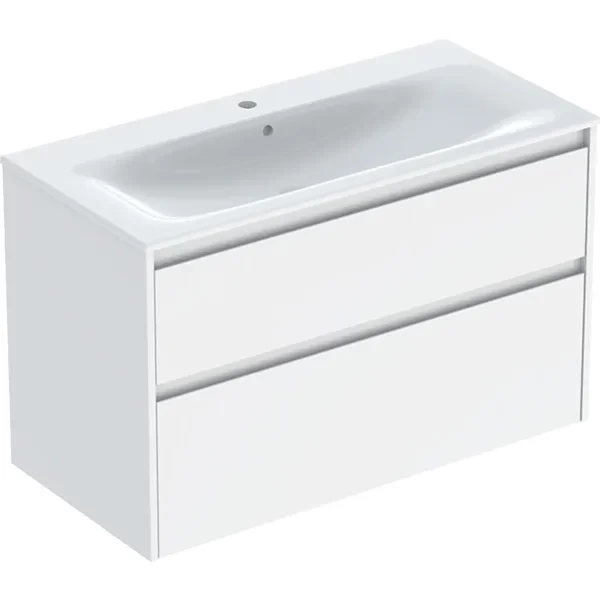 Set lavoar si mobilier Geberit Selnova Square cu doua sertare, 100x48x62 cm, alb lucios