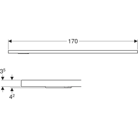 Cadita de dus Geberit CleanFloor30, 170x80x3.5 cm, alba mat