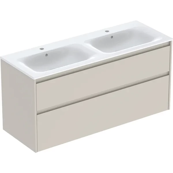 Set lavoar dublu si mobilier Geberit Selnova Square, 130x48x62, gri nisip mat
