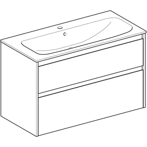 Set lavoar si mobilier Geberit Selnova Square cu doua sertare, 100x48x62 cm, stejar natural