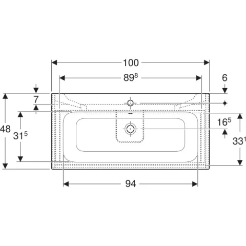 Set lavoar si mobilier Geberit Selnova Square cu doua sertare, 100x48x62 cm, lava mat