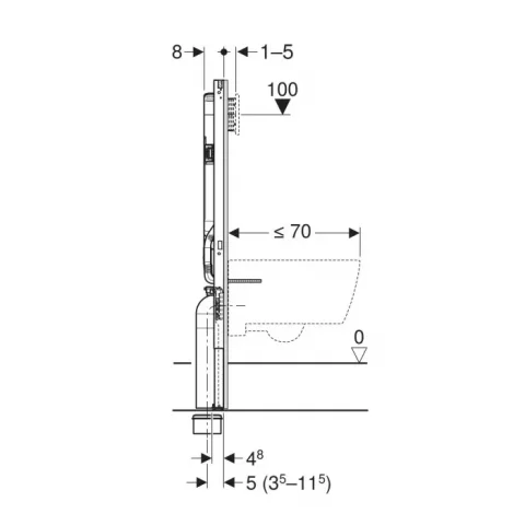 Rezervor incastrat Geberit Duofix pentru vas wc suspendat, 114 cm, cu rezervor incastrat Sigma 8 cm